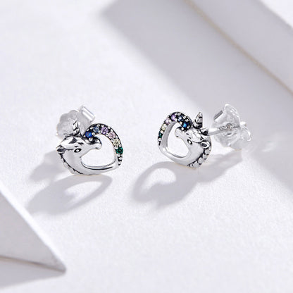 925 Sterling Silver Earrings with Oxidized Finish and Pavé Setting