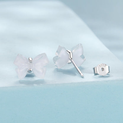 925 Sterling Silver Earrings for Women, 0.8*1.1cm, Plated White Gold