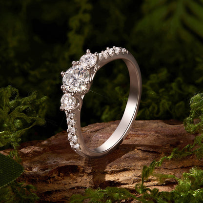 925 Sterling Silver White Gold Plated Moissanite Ring Size 6 for Women