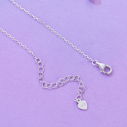 925 Sterling Silver Necklace with Pavé CZ & Transparent Glass Pendant for Women