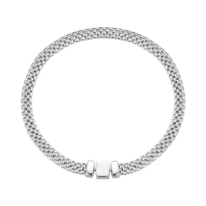 925 Sterling Silver Plated Platinum 17.0 Size Bracelet for Women