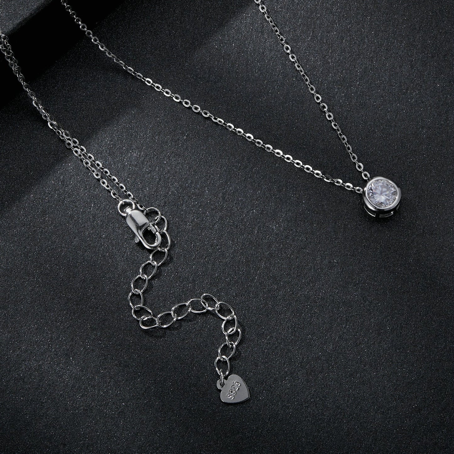 S925 Sterling Silver Moissanite Necklace 400mm with 1ct Moissanite for Women