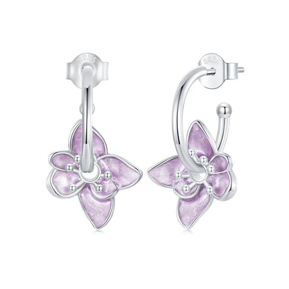 925 Sterling Silver Enamel White Gold Plated Earrings Size 20*14mm