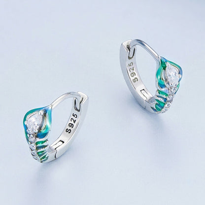 925 Sterling Silver Enamel Oxidized Earrings with Pavé Setting for Women