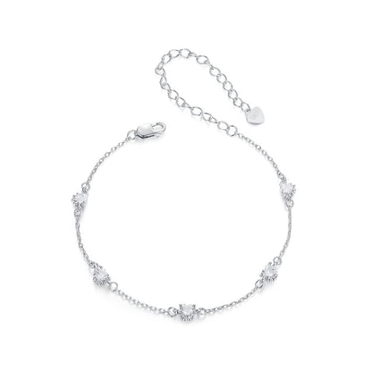 925 Sterling Silver Bracelet with Pavé Setting CZ and White Gold Plating