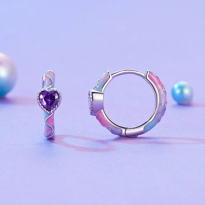 925 Sterling Silver Enamel Pavé Setting CZ Earrings for Women