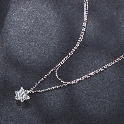 925 Sterling Silver 0.06 Carat & 0.20 Carat Moissanite Necklace with White Gold Plating for Women