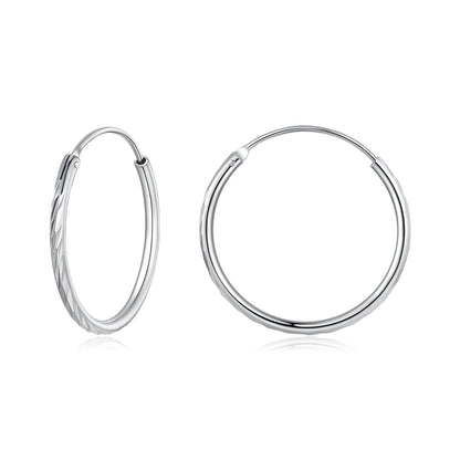 925 Sterling Silver Earrings for Women - White Gold Plated, 2.3x0.2 cm