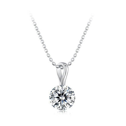 925 Sterling Silver Moissanite Necklace 40+5cm with White Gold Plating for Women