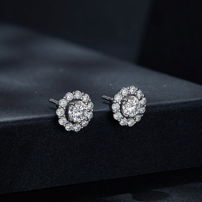 925 Sterling Silver 0.5 Carat Moissanite Earrings for Women