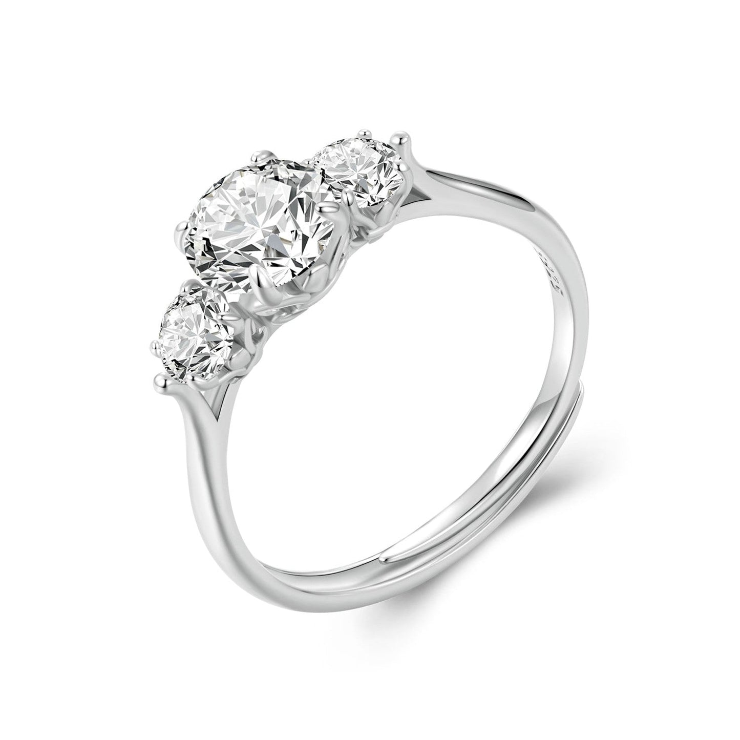 925 Sterling Silver Moissanite 6.5mm 1ct Ring, Size E for Women