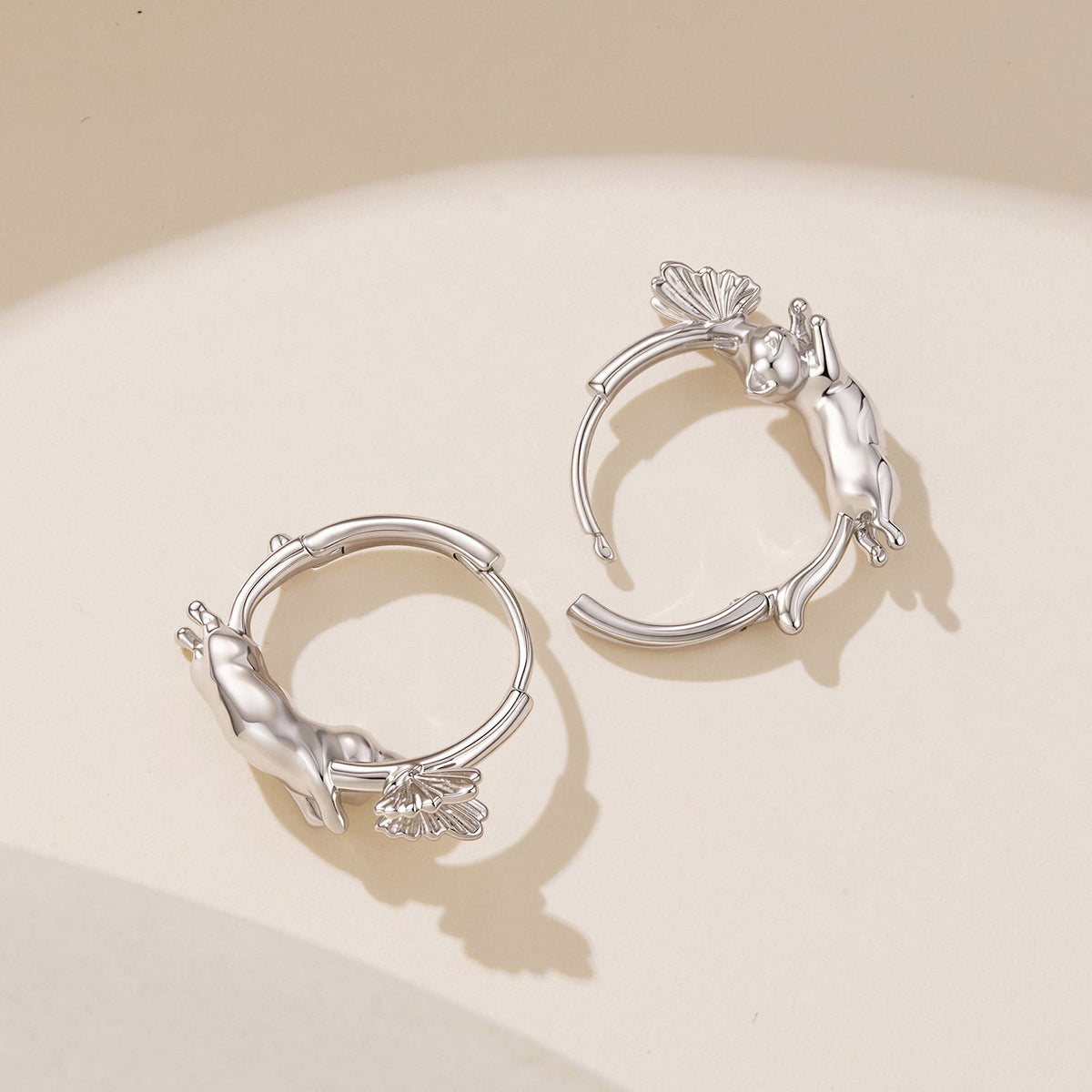 925 Sterling Silver White Gold Plated 1.7 x 0.5 cm Hoop Earrings for Women