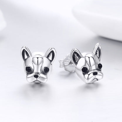 925 Sterling Silver Oxidized Enamel Earrings for Women 1*1cm