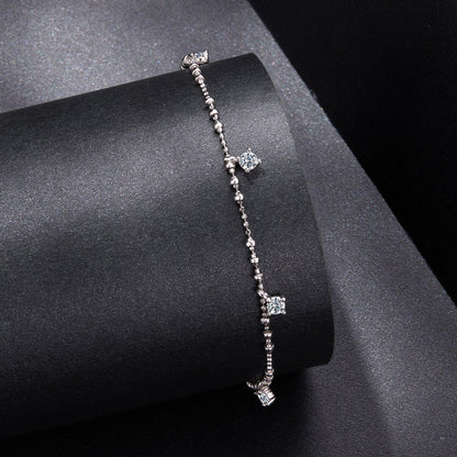925 Sterling Silver & Moissanite Bracelet for Women - 15+6cm, Plated White Gold