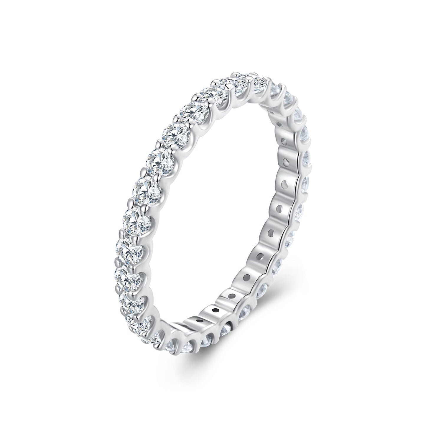 S925 Sterling Silver 2.0mm Moissanite Ring Size 9 for Women