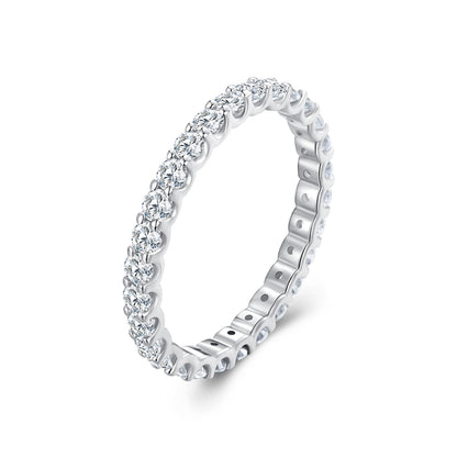 S925 Sterling Silver 2.0mm Moissanite Ring Size 9 for Women
