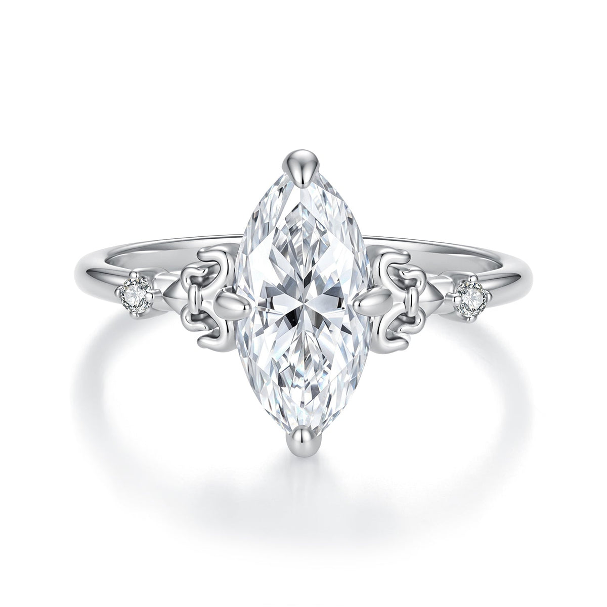 925 Sterling Silver White Gold Plated Moissanite Size 6 Ring for Women