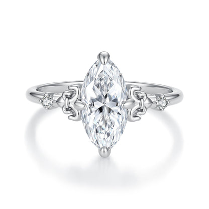 925 Sterling Silver White Gold Plated Moissanite Size 6 Ring for Women