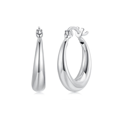 925 Sterling Silver White Gold Plated Earrings 3.0*0.7cm for Women