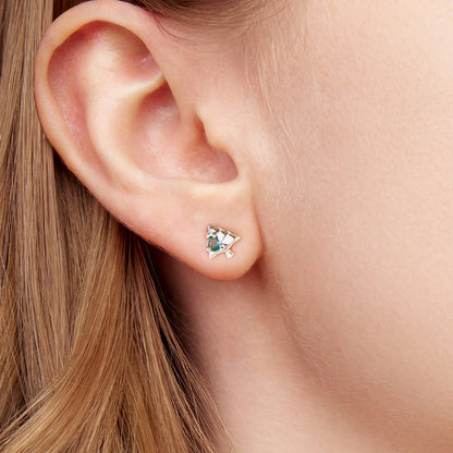925 Sterling Silver White Gold Plated Transparent Glass Earrings for Women