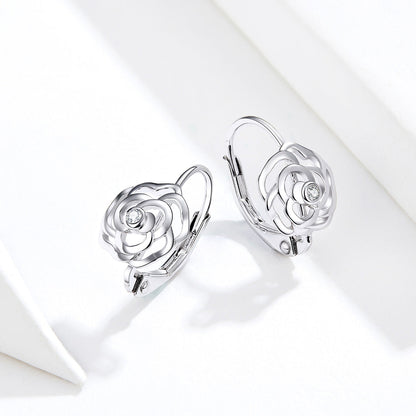 925 Sterling Silver Earrings with Pavé Setting CZ - 1.4x0.9 cm for Women