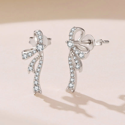 925 Silver White Gold Plated CZ Pavé 1.7 x 0.7 cm Earrings for Women