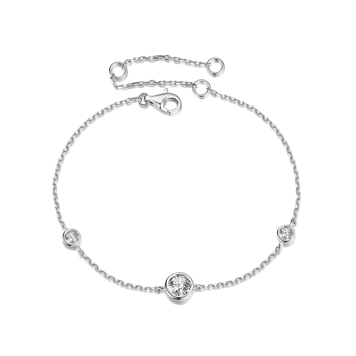 925 Sterling Silver 5mm Moissanite & 3mm Moissanite Bracelet for Women