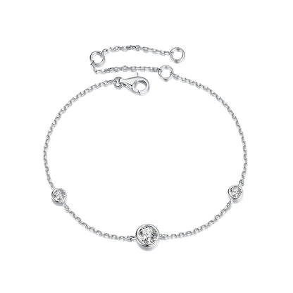 925 Sterling Silver 5mm Moissanite & 3mm Moissanite Bracelet for Women