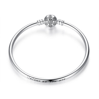 925 Sterling Silver 5.8CM Diameter and 0.3CM Thick Bracelet for Women