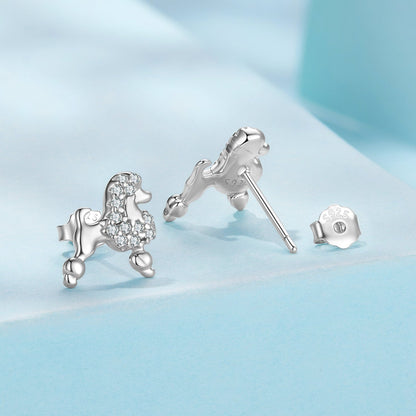 925 Sterling Silver White Gold Plated Pavé CZ Earrings