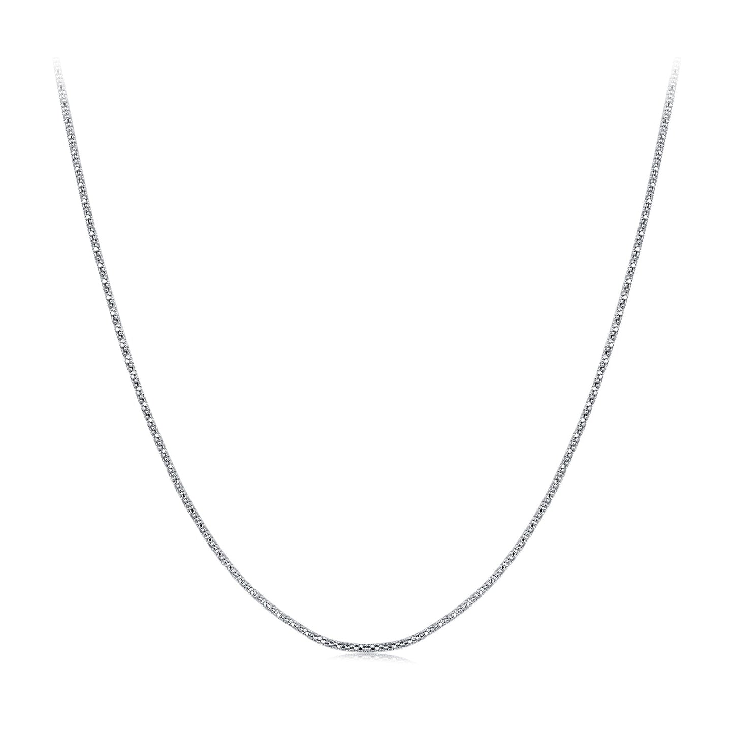 925 Sterling Silver White Gold Plated 40+5cm Necklace for Women