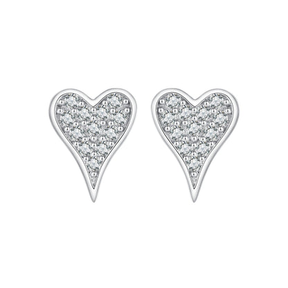 925 Sterling Silver White Gold Plated Pavé CZ Earrings