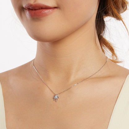 925 Sterling Silver + Nano Opal Stone Pendant Necklace for Women