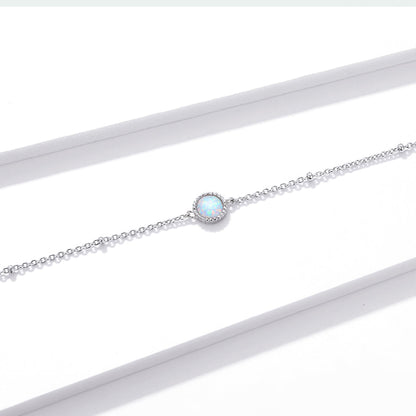925 Sterling Silver Opal Bracelet for Women - Adjustable Size, Translucent Color