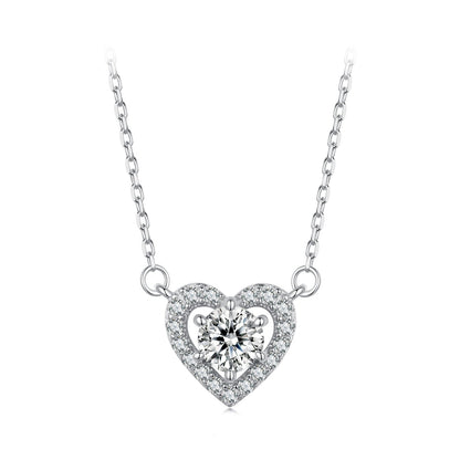 925 Sterling Silver Moissanite 0.5 Carat Necklace with CZ for Women