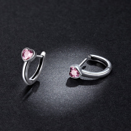 925 Sterling Silver Earrings with Pavé Setting CZ, Oxidized Silver, 1.2x0.5cm for Women