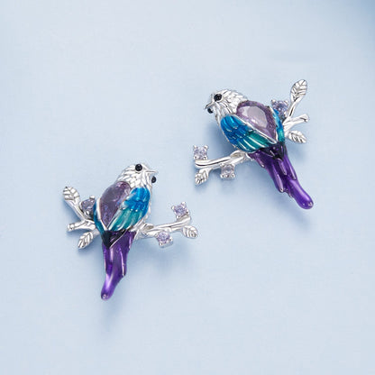 925 Sterling Silver Enamel Process Pavé Setting CZ Earrings