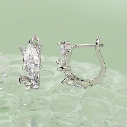 925 Sterling Silver Earrings with White Gold Plating and CZ