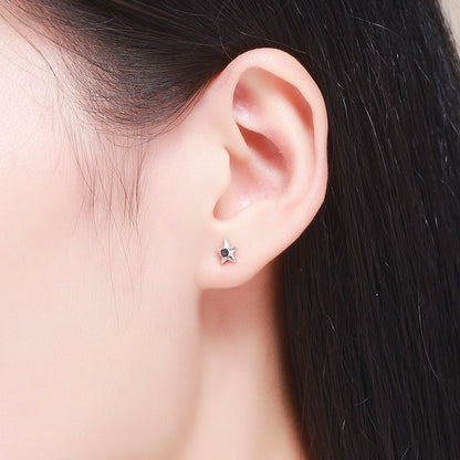 925 Sterling Silver Earrings with Pavé Setting CZ - 2.3cm Height