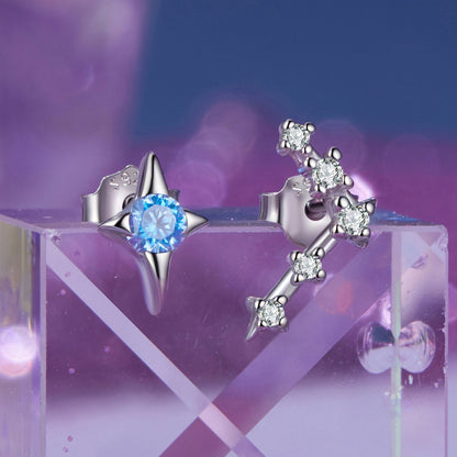 925 Sterling Silver White Gold Plated Star & Constellation Earrings for Women