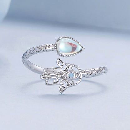 925 Sterling Silver Opal Nanometer Stone Platinum Plated Ring