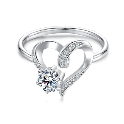925 Sterling Silver Moissanite Heart-Shaped Ring Size 7 for Women