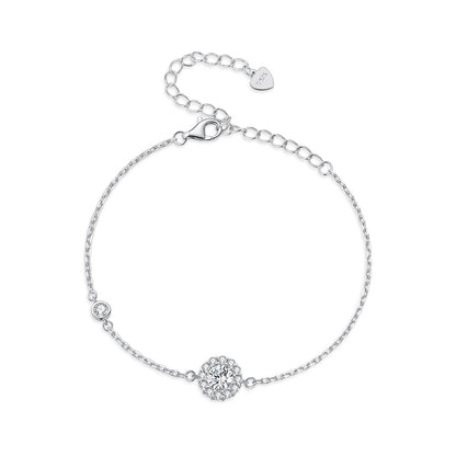 925 Sterling Silver Moissanite 0.5ct Bracelet with Pavé Setting for Women