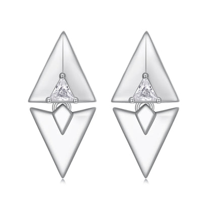 925 Sterling Silver Earrings with White Gold Plating and CZ