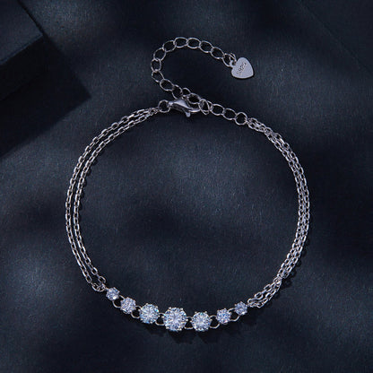 925 Sterling Silver 5MM Moissanite Bracelet for Women