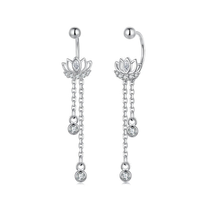 925 Sterling Silver Earrings with Pavé CZ in White Gold Plating - 3.1 x 0.7 cm for Women