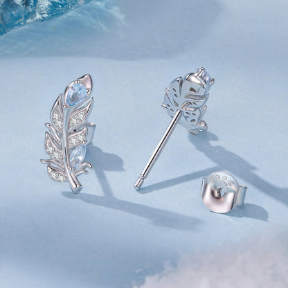 925 Sterling Silver Earrings with Pavé Setting CZ and White Gold Plating