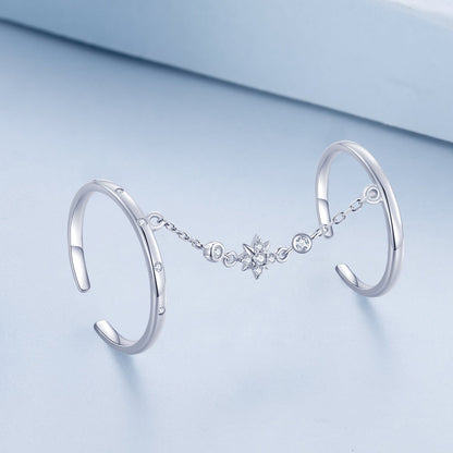 925 Sterling Silver Plated CZ Ring 30mm Chain Length, 1.7mm Width for Women