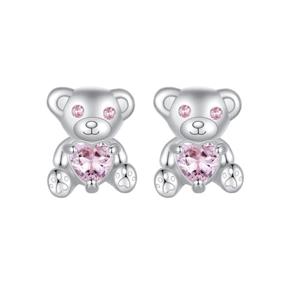 925 Sterling Silver Earrings with CZ in White Gold Plating