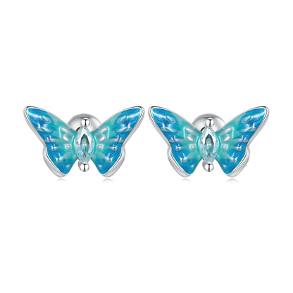 925 Sterling Silver Earrings with Enamel and CZ for Women